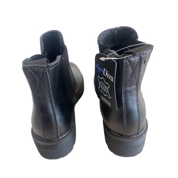 NWT AQUA DIVA 10 Savannah Chelsea Waterproof Ankle Boot Leather Insulated Black - Picture 6 of 16